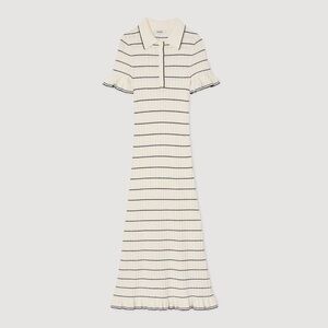 Sandro KNITTED MIDI DRESS WITH POLO NECK